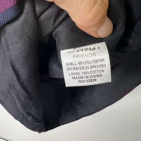 Lovers + Friends Liliana Burgundy Blue Plaid Long-sleeve Mini Dress - Picture 9 of 11